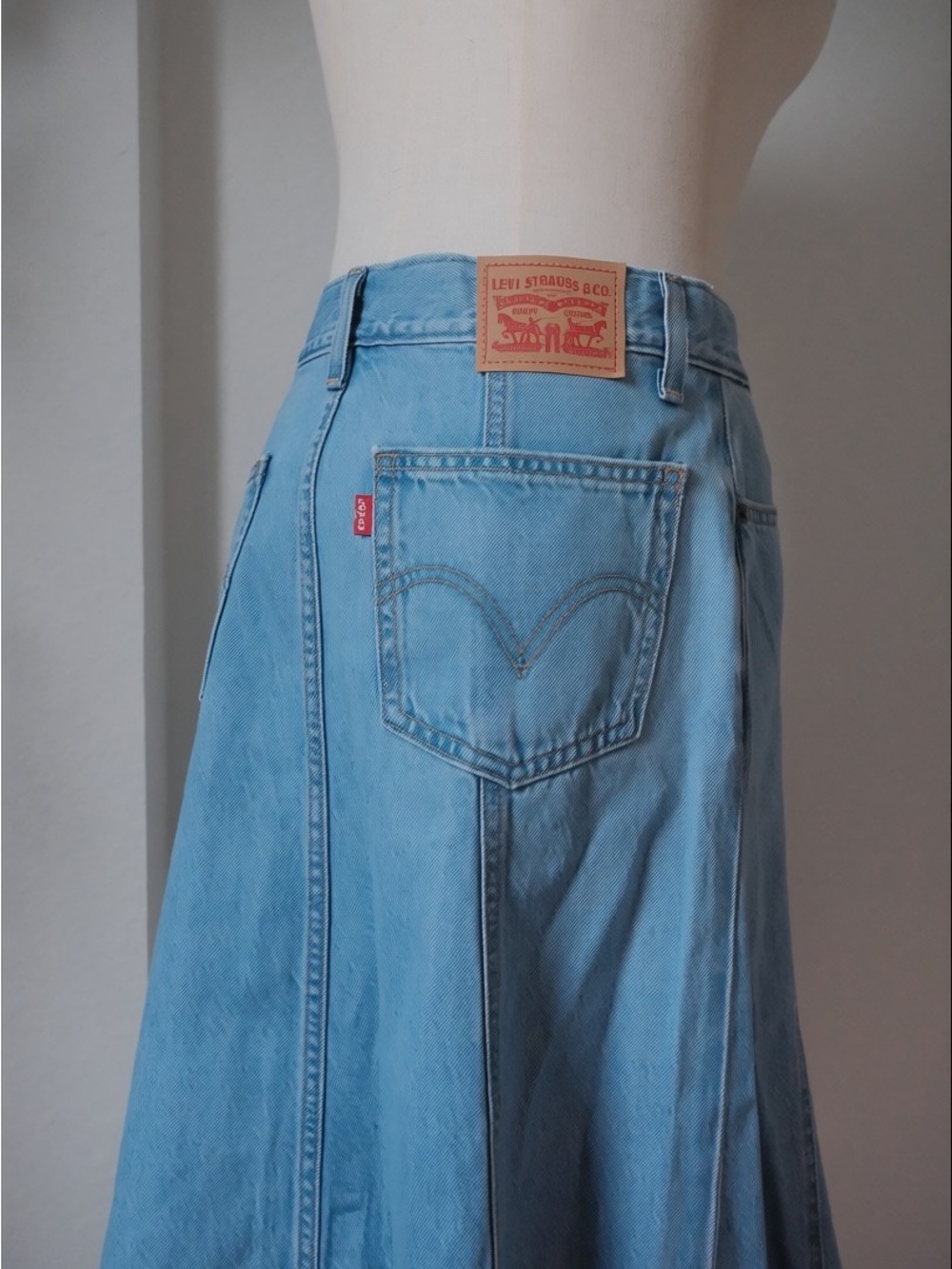 Levi's Pale Blue Denim Flared Maxi Skirt - Picture 4 of 7
